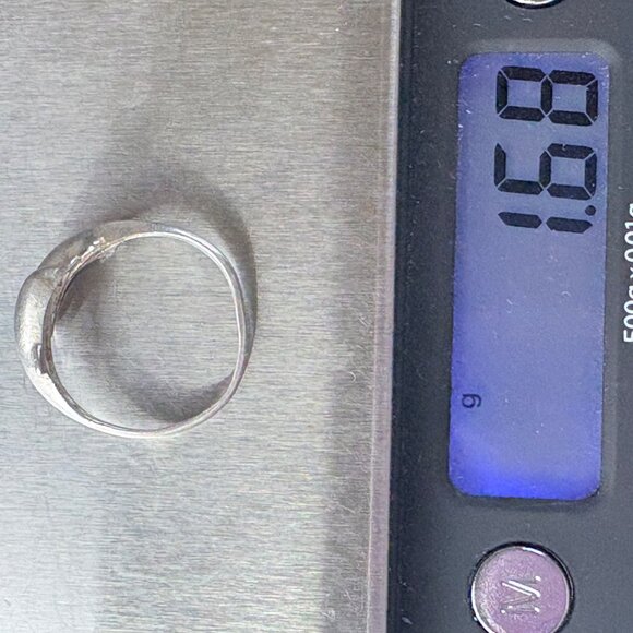 VTG Solid Sterling Silver 925 Dolphin Design Bypass Ring Size 6.5 - Picture 8 of 8